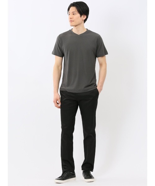 TAKA-Q(タカキュー)の「【綿混】タカキュー 市松 ジャガード Vネック 半袖 Tシャツ(Tシャツ/カットソー・メンズ・グレー系その他2/ホワイト・MEDIUM/LARGE/X-LARGE)」の18枚目の写真