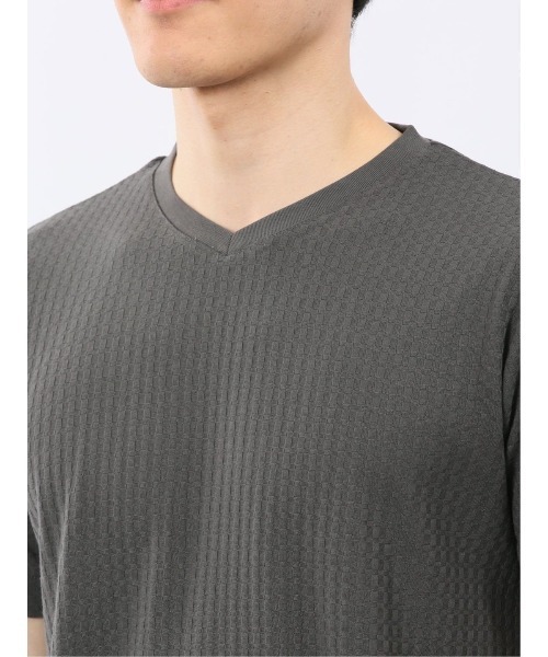 TAKA-Q(タカキュー)の「【綿混】タカキュー 市松 ジャガード Vネック 半袖 Tシャツ(Tシャツ/カットソー・メンズ・グレー系その他2/ホワイト・MEDIUM/LARGE/X-LARGE)」の14枚目の写真