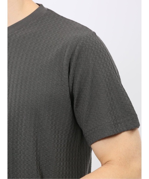 TAKA-Q(タカキュー)の「【綿混】タカキュー 市松 ジャガード Vネック 半袖 Tシャツ(Tシャツ/カットソー・メンズ・グレー系その他2/ホワイト・MEDIUM/LARGE/X-LARGE)」の13枚目の写真