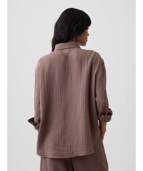 GAP(ギャップ)の「ガーゼ オーバーサイズシャツ 長袖(シャツ/ブラウス・レディース・ブラック/ホワイト/ブラウン・XXS/L/M/S/XS)」の7枚目の写真