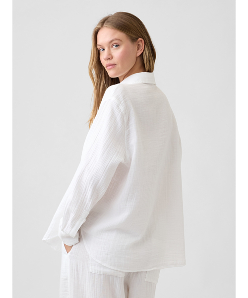 GAP(ギャップ)の「ガーゼ オーバーサイズシャツ 長袖(シャツ/ブラウス・レディース・ブラック/ホワイト/ブラウン・XXS/L/M/S/XS)」の8枚目の写真