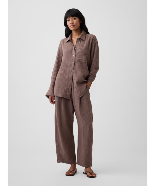 GAP(ギャップ)の「ガーゼ オーバーサイズシャツ 長袖(シャツ/ブラウス・レディース・ブラック/ホワイト/ブラウン・XXS/L/M/S/XS)」の10枚目の写真