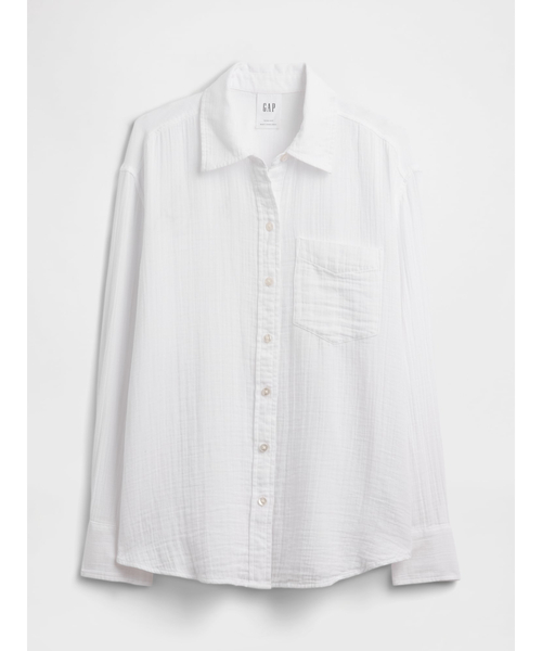GAP(ギャップ)の「ガーゼ オーバーサイズシャツ 長袖(シャツ/ブラウス・レディース・ブラック/ホワイト/ブラウン・XXS/L/M/S/XS)」の13枚目の写真