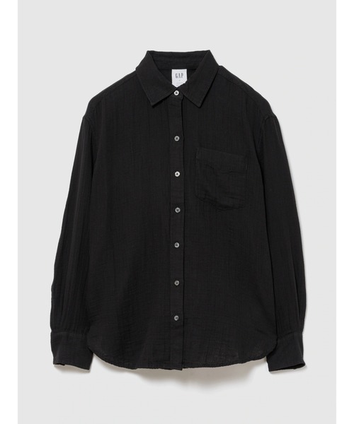 GAP(ギャップ)の「ガーゼ オーバーサイズシャツ 長袖(シャツ/ブラウス・レディース・ブラック/ホワイト/ブラウン・XXS/L/M/S/XS)」の1枚目の写真