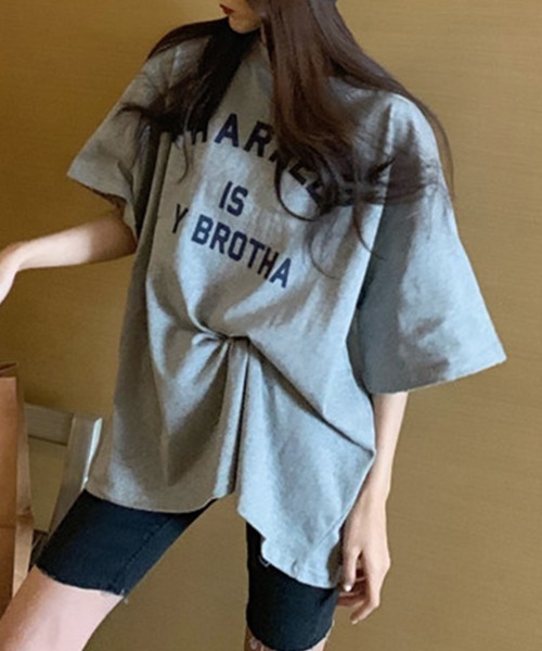 SallyLunn(サリーラン)の「【デイリーに活躍するロゴT♪】フロントロゴプリントビッグTシャツ(Tシャツ/カットソー・レディース・ネイビー/ホワイト/ピンク/グレー・MEDIUM/LARGE/FREE)」の7枚目の写真