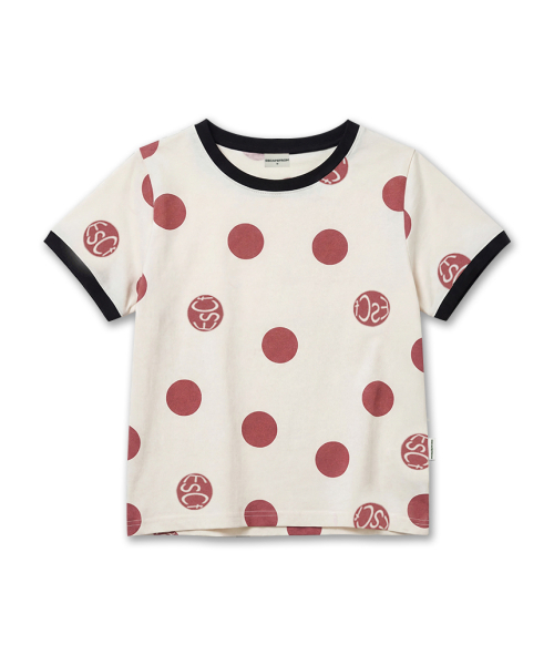 ESCAPEFROM（エスケープフロム）の「レッドビッグロゴドットフルプリントリンガー半袖Tシャツアイボリー（Tシャツ/カットソー・レディース・その他・MEDIUM）」の11枚目の写真