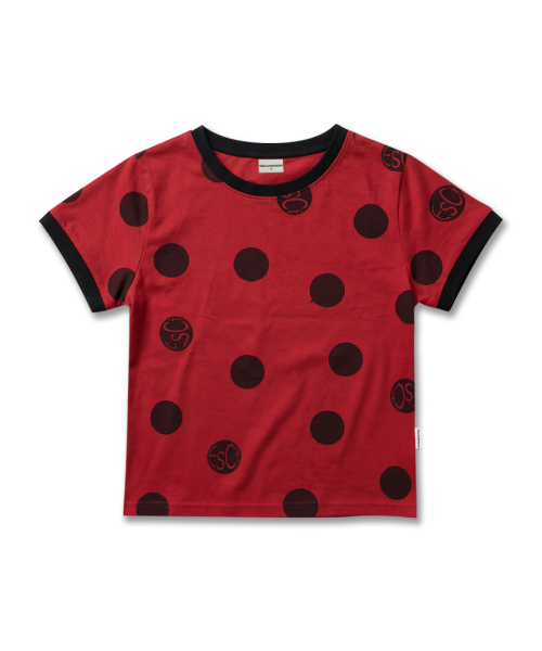 ESCAPEFROM（エスケープフロム）の「レッドビッグロゴドットフルプリントリンガー半袖Tシャツアイボリー（Tシャツ/カットソー・レディース・その他・MEDIUM）」の12枚目の写真