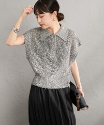 MAISON DE L'ALLURE（メゾンドゥラリュール）の「[MAISON DE L'ALLURE/メゾンドゥラリュール] フレンチスリーブ メッシュ ポロニット（ニット/セーター）」