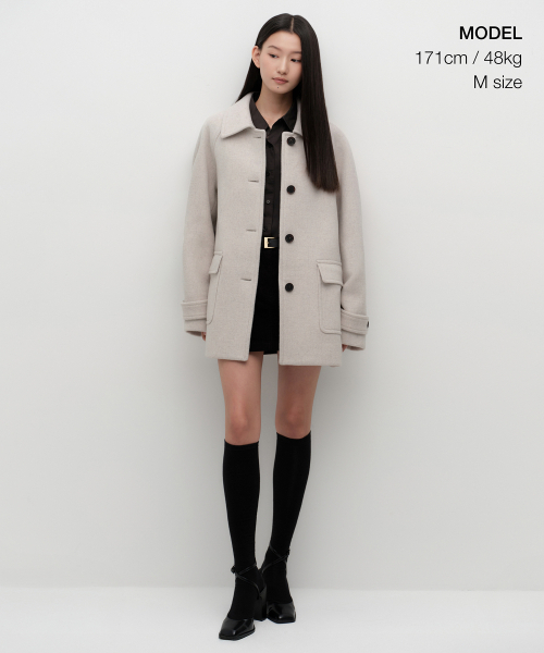 MUSINSA STANDARD WOMAN（ムシンサスタンダードウーマン）の「ウィメンズカシミヤブレンドハーフバルマカンコート[オートミール]（チェスターコート・レディース・その他・LARGE/MEDIUM/SMALL/X-SMALL）」の2枚目の写真