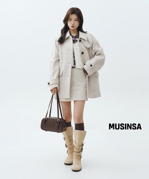 MUSINSA STANDARD WOMAN（ムシンサスタンダードウーマン）の「ウィメンズカシミヤブレンドハーフバルマカンコート[オートミール]（チェスターコート・レディース・その他・LARGE/MEDIUM/SMALL/X-SMALL）」の12枚目の写真