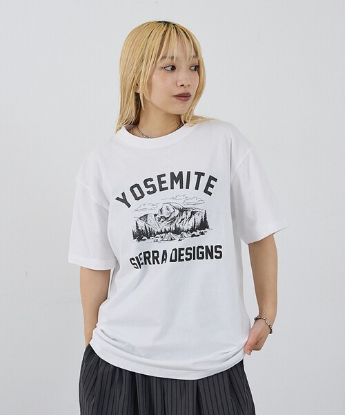 SIERRA DESIGNS(シェラデザイン)の「【SIERRA DESIGNS】YOSEMITE NATIONAL PARK ヨセミテ国立公園 ハーフドーム グラフィックTシャツ(Tシャツ/カットソー・レディース・ホワイト/ホワイト系その他/ブラック系その他/ブラック・フリー)」の10枚目の写真