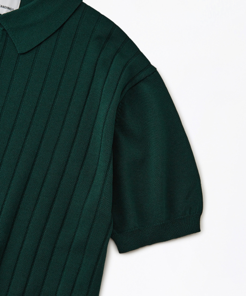 OUTSTANDING（アウトスタンディング）の「HS STRIPE KNIT COLLAR SHIRT_GREEN（ポロシャツ・メンズ・その他・L/M/S）」の3枚目の写真