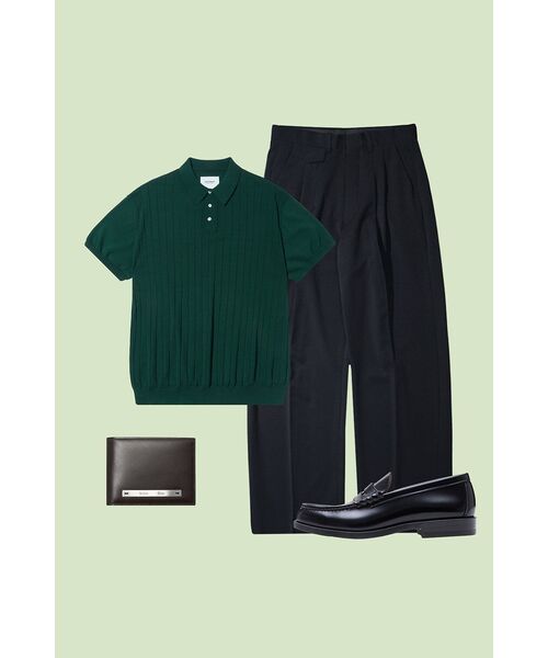 OUTSTANDING（アウトスタンディング）の「HS STRIPE KNIT COLLAR SHIRT_GREEN（ポロシャツ・メンズ・その他・L/M/S）」の2枚目の写真