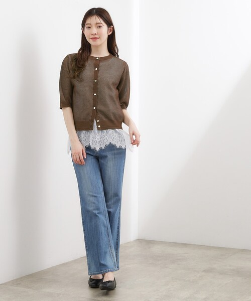 grove(グローブ)の「【貴島明日香さん着用・洗える】透けない、大人のメッシュカーディガン(カーディガン/ボレロ・レディース・ピンク系/ブラウン系その他/ブラック/オフホワイト・02/03/01/04/05)」の16枚目の写真