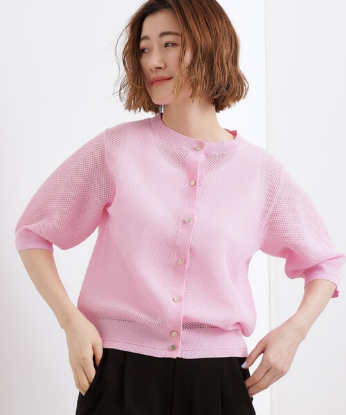 grove(グローブ)の「【貴島明日香さん着用・洗える】透けない、大人のメッシュカーディガン(カーディガン/ボレロ・レディース・ピンク系/ブラウン系その他/ブラック/オフホワイト・02/03/01/04/05)」の21枚目の写真