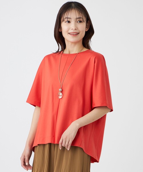 TRANS WORK(トランスワーク)の「【ウォッシャブル】コットンスムースカットソー(Tシャツ/カットソー・レディース・ブラック/レッド/ホワイト・38)」の3枚目の写真