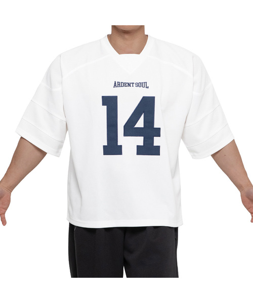 ARDENTSOUL(アーデントソウル)の「オーバーサイズフットボールジャージ 2カラー(Tシャツ/カットソー・メンズ・ホワイト/ネイビー・MEDIUM/X-LARGE/XX-LARGE)」の1枚目の写真