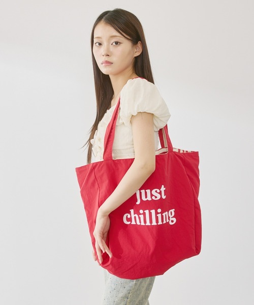 P.V.T(ピーブイティー)の「リバーシブルボーダーバッグ(トートバッグ・レディース・グリーン/Navy/Red・F)」の10枚目の写真