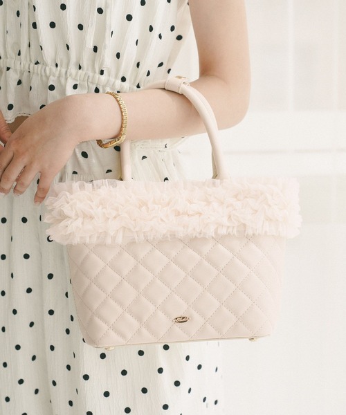Heather（ヘザー）の「2WAYボリュームフリルBAG　739890（ハンドバッグ・レディース・アイボリー/ピンク/ベージュ・ONE SIZE）」の4枚目の写真