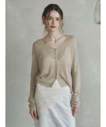 LENINA（レニーナ）の「COLIN linen sheer knit cardigan_KHAKI（カーディガン/ボレロ）」