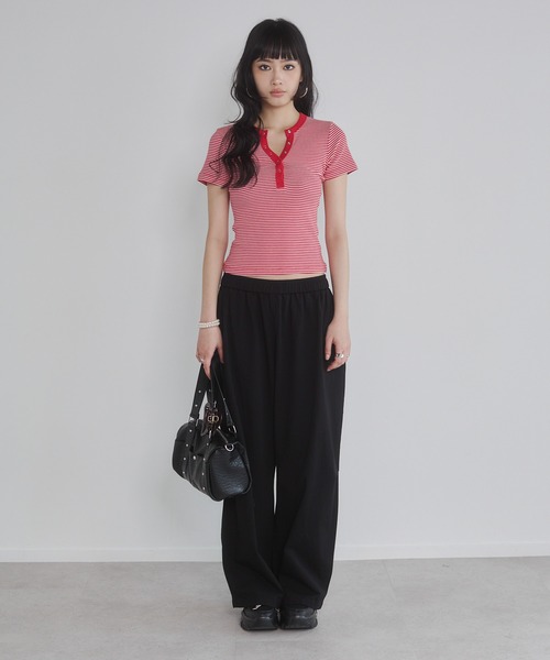 ENVYM(アンビー)の「イージールーズパンツ(チノパンツ・レディース・ピンク/カーキ/ブラック・M/S)」の13枚目の写真