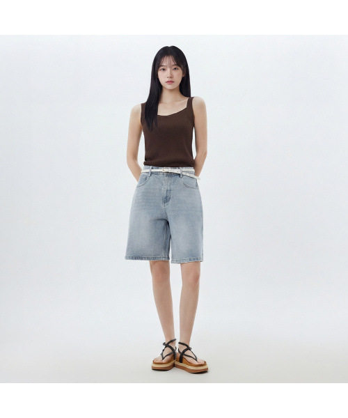 LAP（ラップ）の「古着ウォッシングバミューダデニムパンツ AS2DP465（その他パンツ・レディース・インディゴブルー/ライトインディゴブルー・SMALL/MEDIUM）」の4枚目の写真
