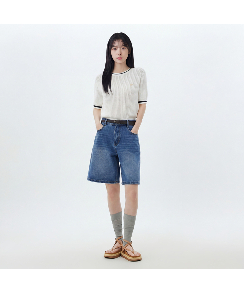 LAP（ラップ）の「古着ウォッシングバミューダデニムパンツ AS2DP465（その他パンツ・レディース・インディゴブルー/ライトインディゴブルー・SMALL/MEDIUM）」の7枚目の写真