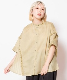 シアーストライプフリルブラウス