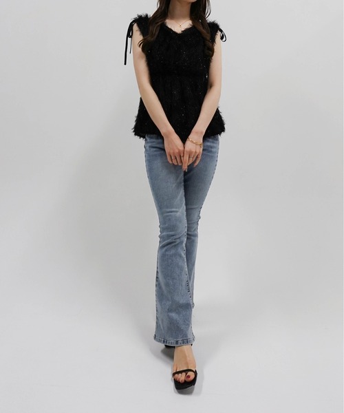 SOELA(ソエラ)の「【INGNI SOELA】シャギーリボンペプラムビスチェ/WEB限定(その他トップス・レディース・ブラック/アイボリー/グレー・FREE)」の9枚目の写真