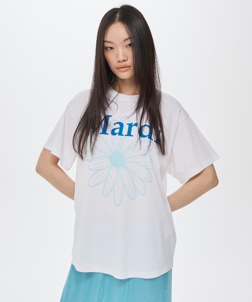 Mardi Mercredi(マルディメクルディ)の「TSHIRT FLOWERMARDI DUO / Tシャツ フラワーマルディ デュオ(Tシャツ/カットソー・レディース・ホワイト×ブルー/ホワイト×グリーン/ホワイト×パープル/ホワイト×ピンク・FREE)」の8枚目の写真