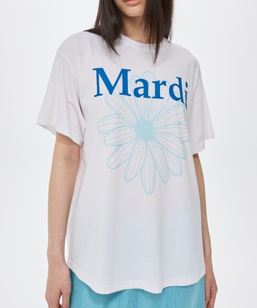 Mardi Mercredi(マルディメクルディ)の「TSHIRT FLOWERMARDI DUO / Tシャツ フラワーマルディ デュオ(Tシャツ/カットソー・レディース・ホワイト×ブルー/ホワイト×グリーン/ホワイト×パープル/ホワイト×ピンク・FREE)」の9枚目の写真
