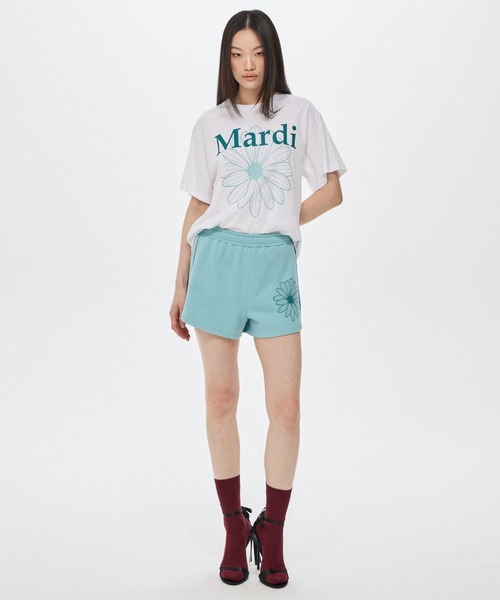Mardi Mercredi(マルディメクルディ)の「TSHIRT FLOWERMARDI DUO / Tシャツ フラワーマルディ デュオ(Tシャツ/カットソー・レディース・ホワイト×ブルー/ホワイト×グリーン/ホワイト×パープル/ホワイト×ピンク・FREE)」の7枚目の写真