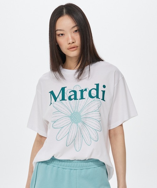 Mardi Mercredi(マルディメクルディ)の「TSHIRT FLOWERMARDI DUO / Tシャツ フラワーマルディ デュオ(Tシャツ/カットソー・レディース・ホワイト×ブルー/ホワイト×グリーン/ホワイト×パープル/ホワイト×ピンク・FREE)」の5枚目の写真