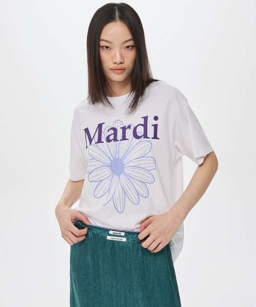 Mardi Mercredi(マルディメクルディ)の「TSHIRT FLOWERMARDI DUO / Tシャツ フラワーマルディ デュオ(Tシャツ/カットソー・レディース・ホワイト×ブルー/ホワイト×グリーン/ホワイト×パープル/ホワイト×ピンク・FREE)」の13枚目の写真