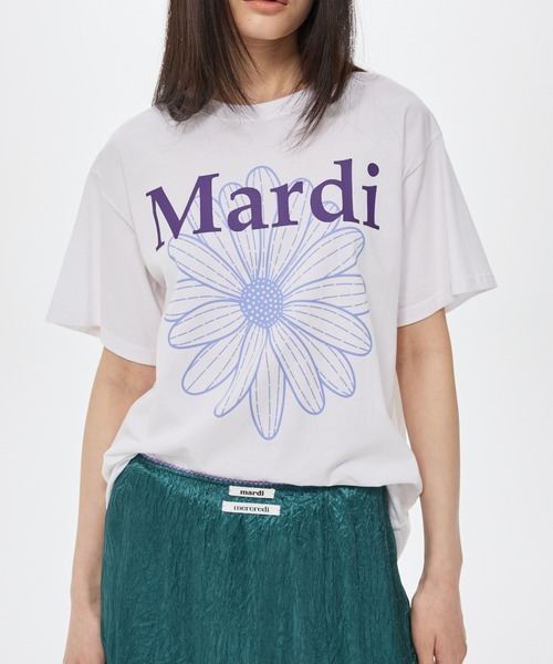 Mardi Mercredi(マルディメクルディ)の「TSHIRT FLOWERMARDI DUO / Tシャツ フラワーマルディ デュオ(Tシャツ/カットソー・レディース・ホワイト×ブルー/ホワイト×グリーン/ホワイト×パープル/ホワイト×ピンク・FREE)」の14枚目の写真