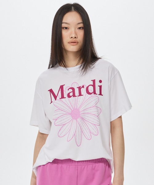 Mardi Mercredi(マルディメクルディ)の「TSHIRT FLOWERMARDI DUO / Tシャツ フラワーマルディ デュオ(Tシャツ/カットソー・レディース・ホワイト×ブルー/ホワイト×グリーン/ホワイト×パープル/ホワイト×ピンク・FREE)」の18枚目の写真
