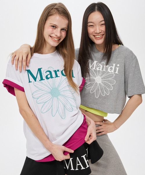 Mardi Mercredi(マルディメクルディ)の「TSHIRT FLOWERMARDI DUO / Tシャツ フラワーマルディ デュオ(Tシャツ/カットソー・レディース・ホワイト×ブルー/ホワイト×グリーン/ホワイト×パープル/ホワイト×ピンク・FREE)」の16枚目の写真