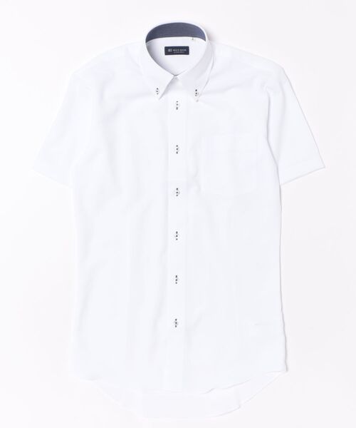 TOKYO SHIRTS（トウキョウシャツ）の「【吸水速乾】【COFREX】形態安定ノンアイロン ボタンダウン 半袖ビジネスワイシャツ（ビジネスシャツ・メンズ・ホワイト・首回り37cm/首回り39cm/首回り41cm/首回り42cm/首回り43cm）」の5枚目の写真