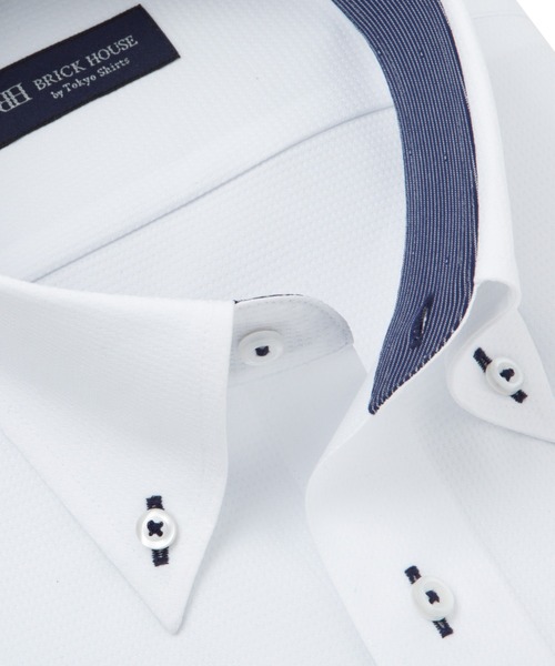 TOKYO SHIRTS（トウキョウシャツ）の「【吸水速乾】【COFREX】形態安定ノンアイロン ボタンダウン 半袖ビジネスワイシャツ（ビジネスシャツ・メンズ・ホワイト・首回り37cm/首回り39cm/首回り41cm/首回り42cm/首回り43cm）」の7枚目の写真