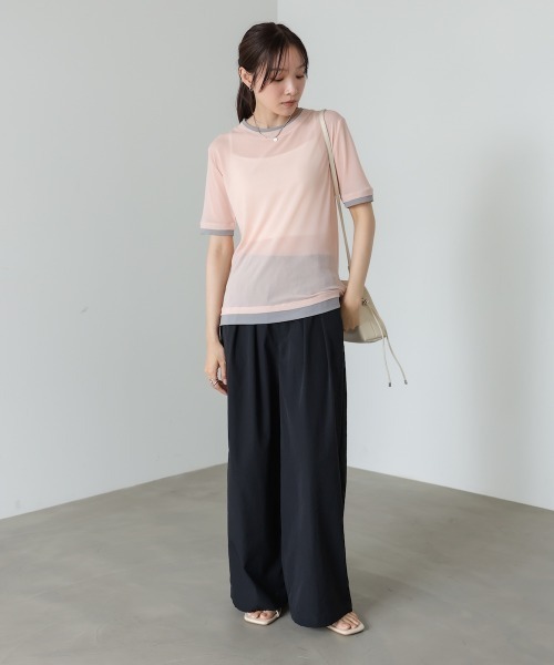 Bab（バブ）の「【一枚でもインナー使いにも◎】配色レイヤードライクシアーカットソー（Tシャツ/カットソー・レディース・ピンク/アイボリー/グレー・FREE）」の11枚目の写真
