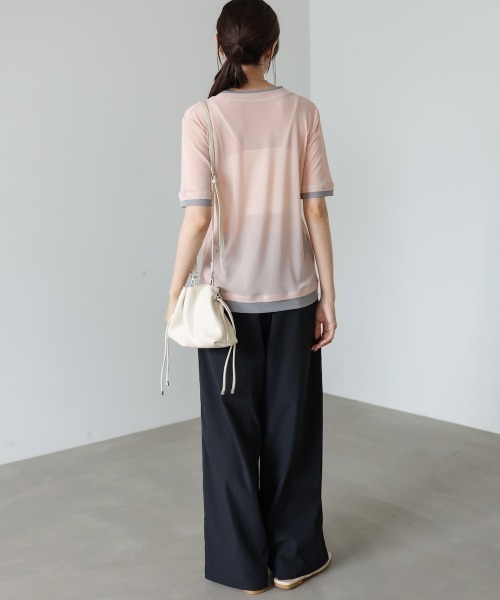 Bab（バブ）の「【一枚でもインナー使いにも◎】配色レイヤードライクシアーカットソー（Tシャツ/カットソー・レディース・ピンク/アイボリー/グレー・FREE）」の6枚目の写真