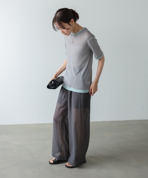 Bab（バブ）の「【一枚でもインナー使いにも◎】配色レイヤードライクシアーカットソー（Tシャツ/カットソー・レディース・ピンク/アイボリー/グレー・FREE）」の21枚目の写真