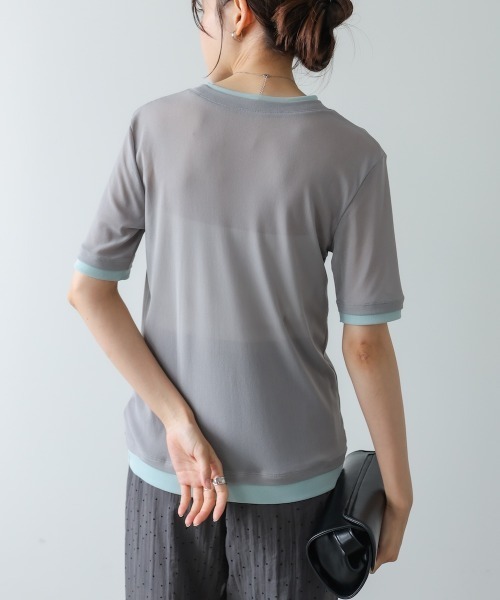 Bab（バブ）の「【一枚でもインナー使いにも◎】配色レイヤードライクシアーカットソー（Tシャツ/カットソー・レディース・ピンク/アイボリー/グレー・FREE）」の20枚目の写真
