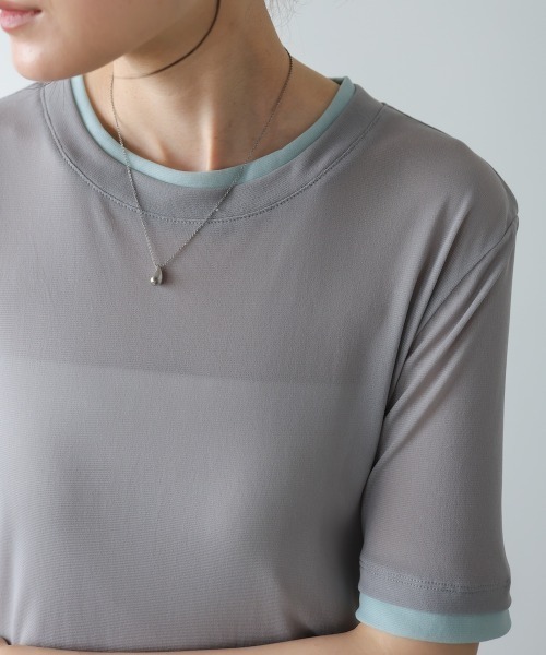 Bab（バブ）の「【一枚でもインナー使いにも◎】配色レイヤードライクシアーカットソー（Tシャツ/カットソー・レディース・ピンク/アイボリー/グレー・FREE）」の18枚目の写真