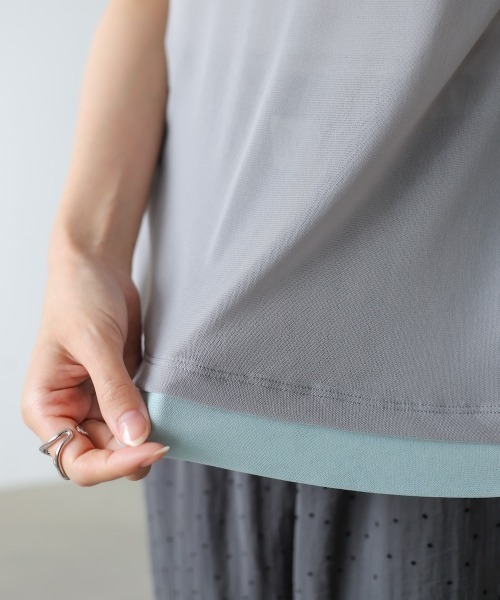 Bab（バブ）の「【一枚でもインナー使いにも◎】配色レイヤードライクシアーカットソー（Tシャツ/カットソー・レディース・ピンク/アイボリー/グレー・FREE）」の15枚目の写真