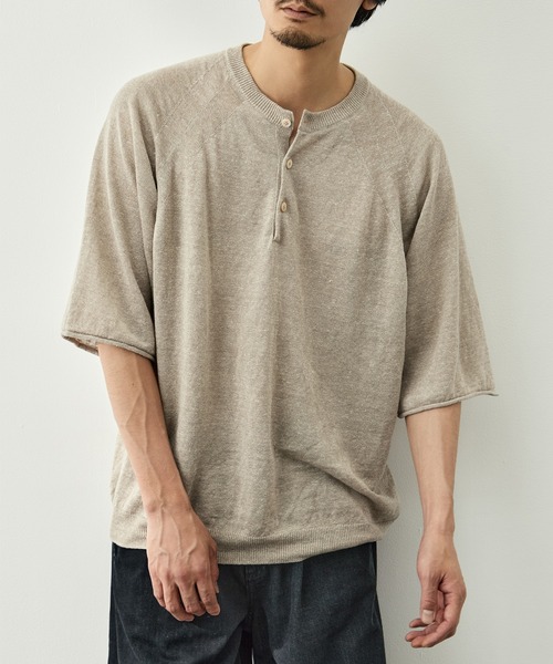 CITY TOKYO/シティートーキョー】Soft linen ヘンリーネック（Tシャツ