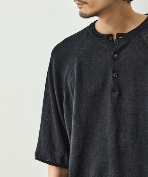 CITY TOKYO(シティトウキョウ)の「【CITY TOKYO/シティートーキョー】Soft linen ヘンリーネック(Tシャツ/カットソー・メンズ・ライトベージュ/ミント/ブラック・2/1)」の10枚目の写真
