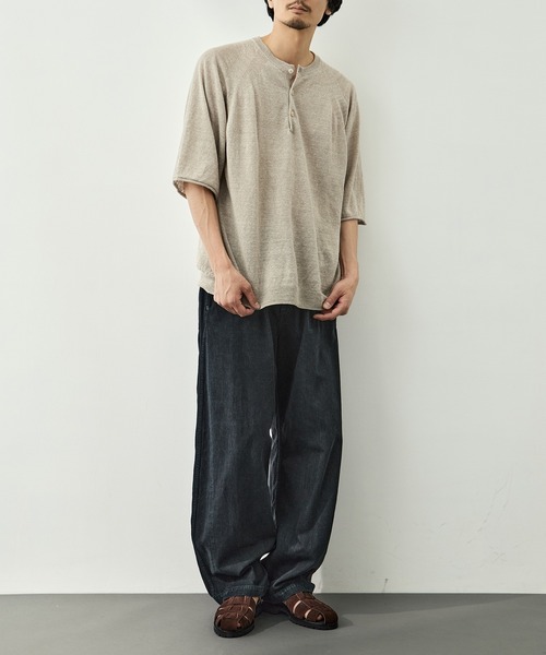 CITY TOKYO(シティトウキョウ)の「【CITY TOKYO/シティートーキョー】Soft linen ヘンリーネック(Tシャツ/カットソー・メンズ・ライトベージュ/ミント/ブラック・2/1)」の17枚目の写真