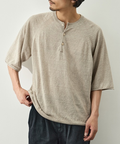 CITY TOKYO(シティトウキョウ)の「【CITY TOKYO/シティートーキョー】Soft linen ヘンリーネック(Tシャツ/カットソー・メンズ・ライトベージュ/ミント/ブラック・2/1)」の14枚目の写真
