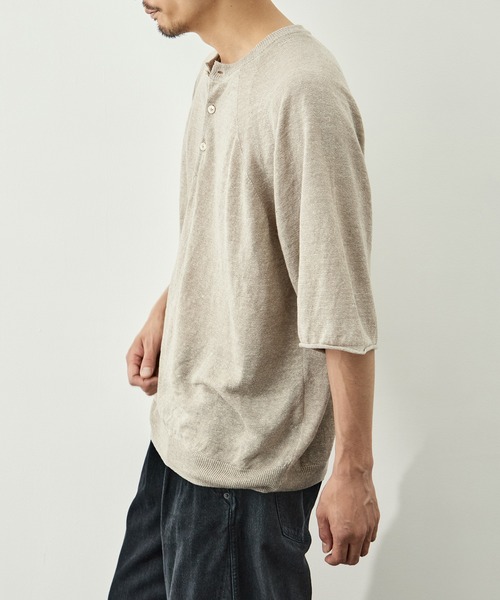 CITY TOKYO(シティトウキョウ)の「【CITY TOKYO/シティートーキョー】Soft linen ヘンリーネック(Tシャツ/カットソー・メンズ・ライトベージュ/ミント/ブラック・2/1)」の15枚目の写真